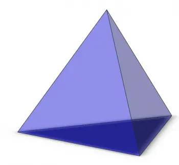 Triangular pyramid: volume, faces, vertices and edges