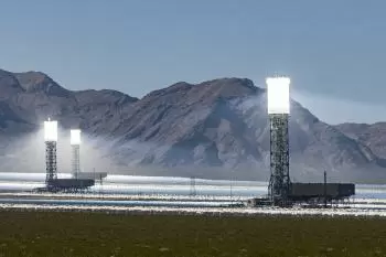 Example of active solar energy: solar thermal power plant