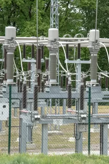 Electrical substation of a networked solar photovoltaic installation.